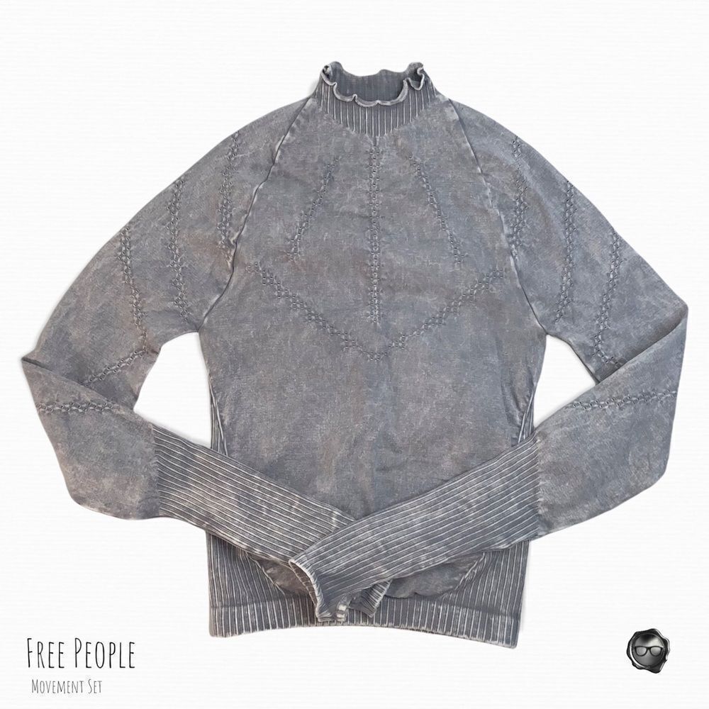 FP MOVEMENT GOOD KARMA SET: HIGH-NECK LAYERING TOP + 7/8 LEGGINGS ICE GREY XS/S - Picture 5 of 8